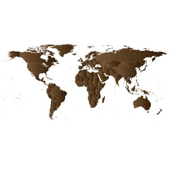 Brown Political World Map Vector