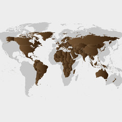 Brown  World Map Vector