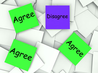 Agree Disagree Post-It Notes Mean Agreeing Or Opposing