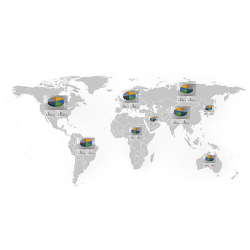 Set of Infographic Elements. World Map background
