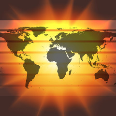 abstract world map on the sunset background vector