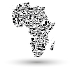 Africa map in the form of skulls background vector