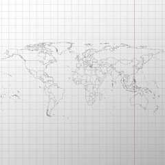Political map of the world on exercise book vector