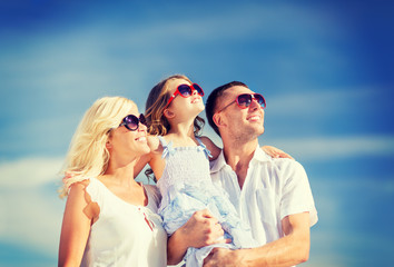 happy family with blue sky