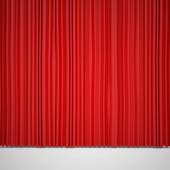 Closed red curtain lit Spotlight