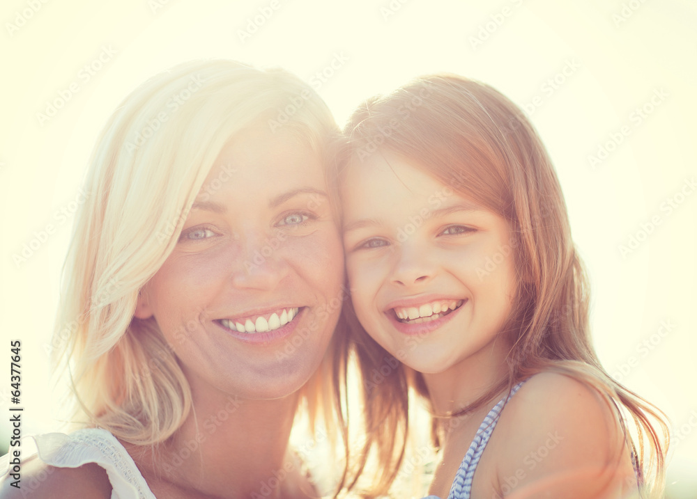 Sticker happy mother and child girl