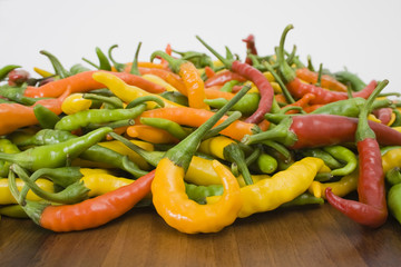 Bunch of colorful hot peppers