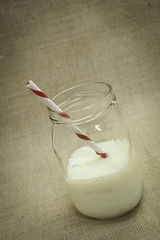 Glass of Milk with Straw