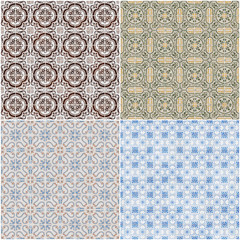 Set of four ceramic tiles patterns