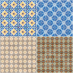 Set of four ceramic tiles patterns