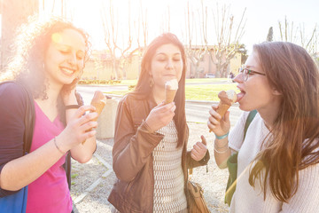 Girls Eating Ice Cream in the City