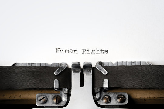 "Human Rights" written on an old typewriter