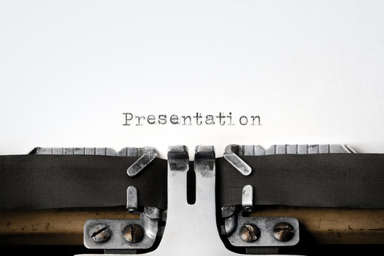 "Presentation" written on an old typewriter