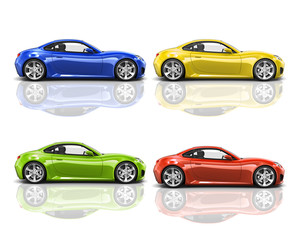 Collection of Multicolored 3D Modern Cars