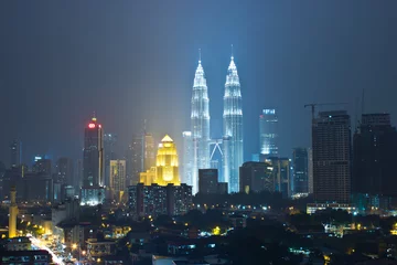 Foto op Plexiglas Kuala lumpur, malaysia at night Petronas Bldg Twin Towers © kangshutters