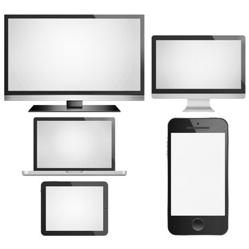 isolated paper cut of tablet,smart tv, phone mobile, computer mo