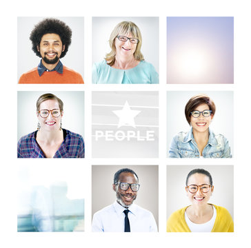 Portrait of Multiethnic Diverse Colorful People
