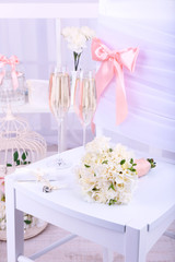 Beautiful wedding still life with  bouquet