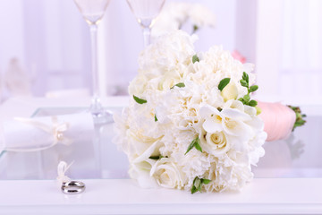 Beautiful wedding still life with  bouquet