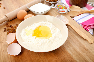 Easter cake preparing in kitchen