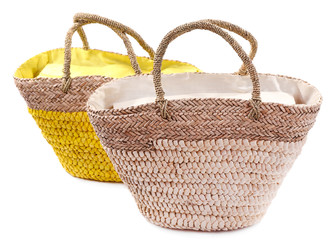 Wicker bags isolated on white