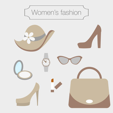 Women's fashion collection of sandybrown accessories