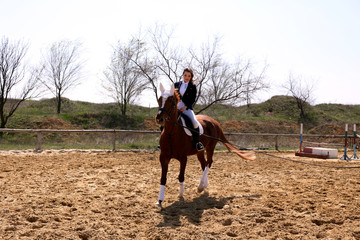 Beautiful girl with horse outdoors