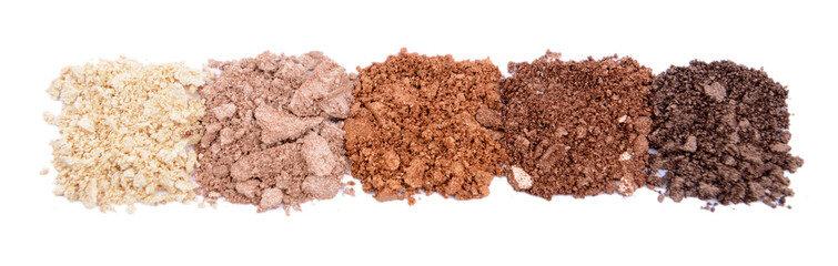 Crushed eyeshadow isolated on white
