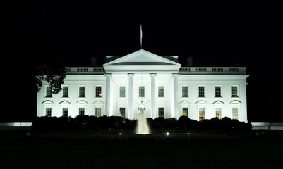 Washington, DC - White House front yard at night
