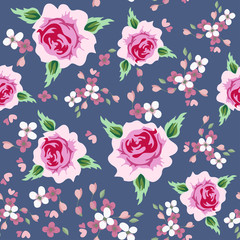 vintage roses seamless pattern