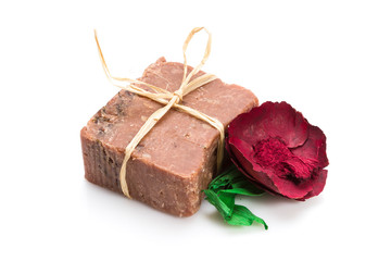 Handmade soap isolated on white background