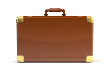 Brown suitcase isolated on white