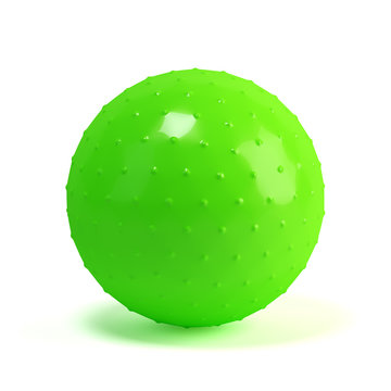 Green massage fit-ball isolated on white background