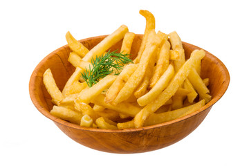 French fries on white background