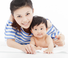 Happy  mother with adorable child baby boy