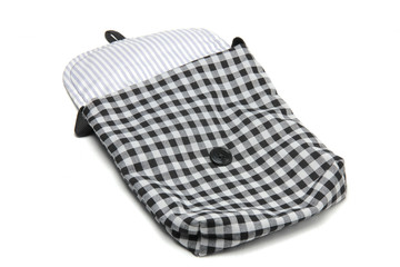 Striped Linen fabric bag on white background