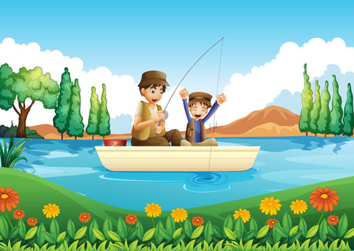 A father and son fishing