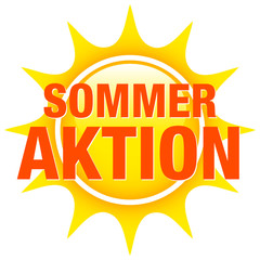 Button Sonne "Sommeraktion" gelb
