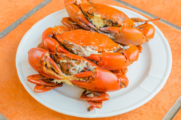 Grilled Crab on white plate