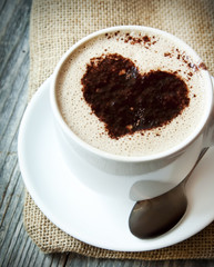 Heart Shape on Cappuccino Cup