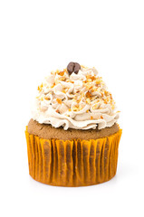 Coffee cupcake isolated white background