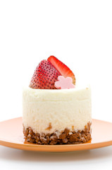 Strawberry cheesecake isolated on white background