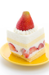 Strawberry cheesecake isolated on white background