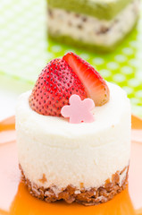Strawberry cheesecake isolated on white background