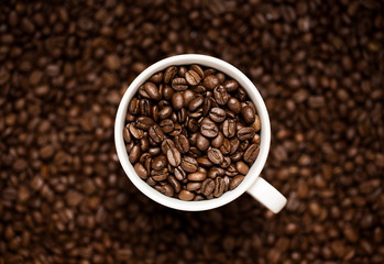 Coffee beans in the cup