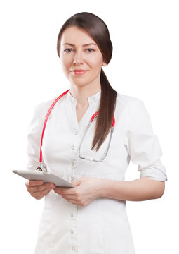 young doctor with digital tablet