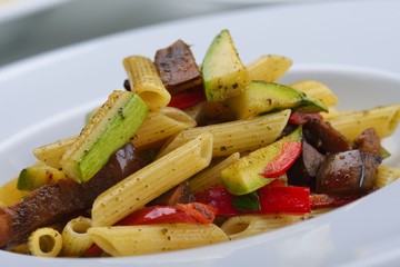 Pasta with shrimps, herbs and mashrooms