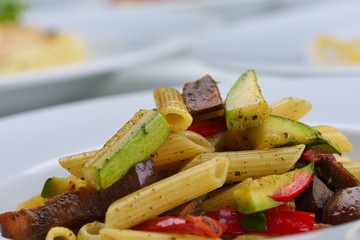 Pasta with shrimps, herbs and mashrooms