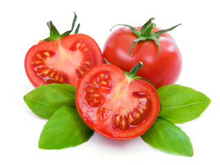 Red  tomatoes with basil.