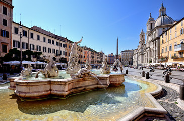 Naklejka premium Piazza Navona, Neptune Fountain, Rome